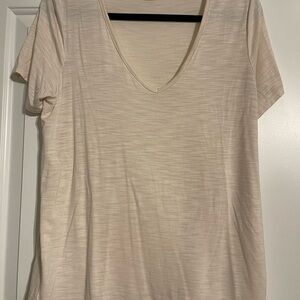 Women's Beige V-Neck Top